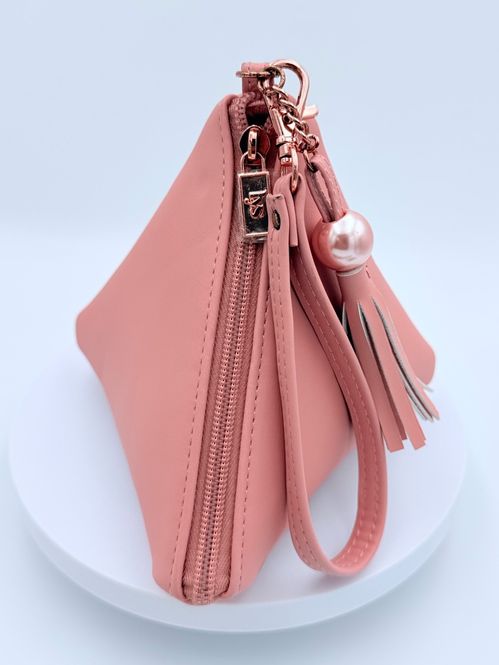 LYS Beauty Pink Pyramid Wristlet with Tassel NEW - Picture 4 of 10